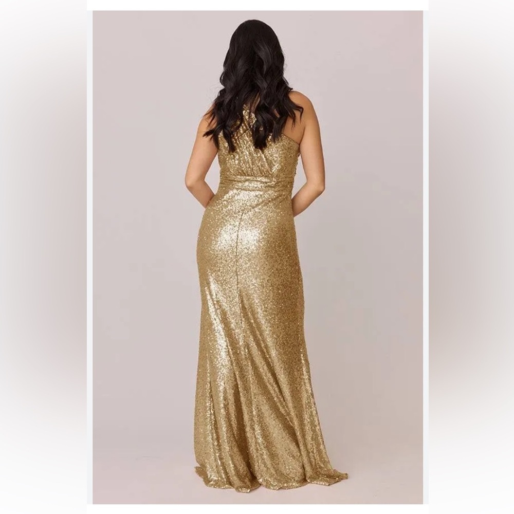 Revelry Starla Sequin Dress Gold One Shoulder Dress Size 6 - Picture 2 of 8